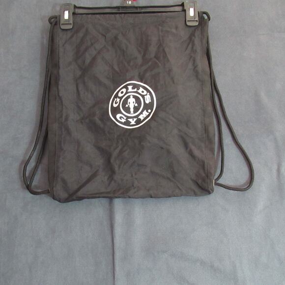 Golds Gym Drawstring Gym Sack Bag Black Backpack Tote Workout Fitness Yoga - Picture 1 of 8